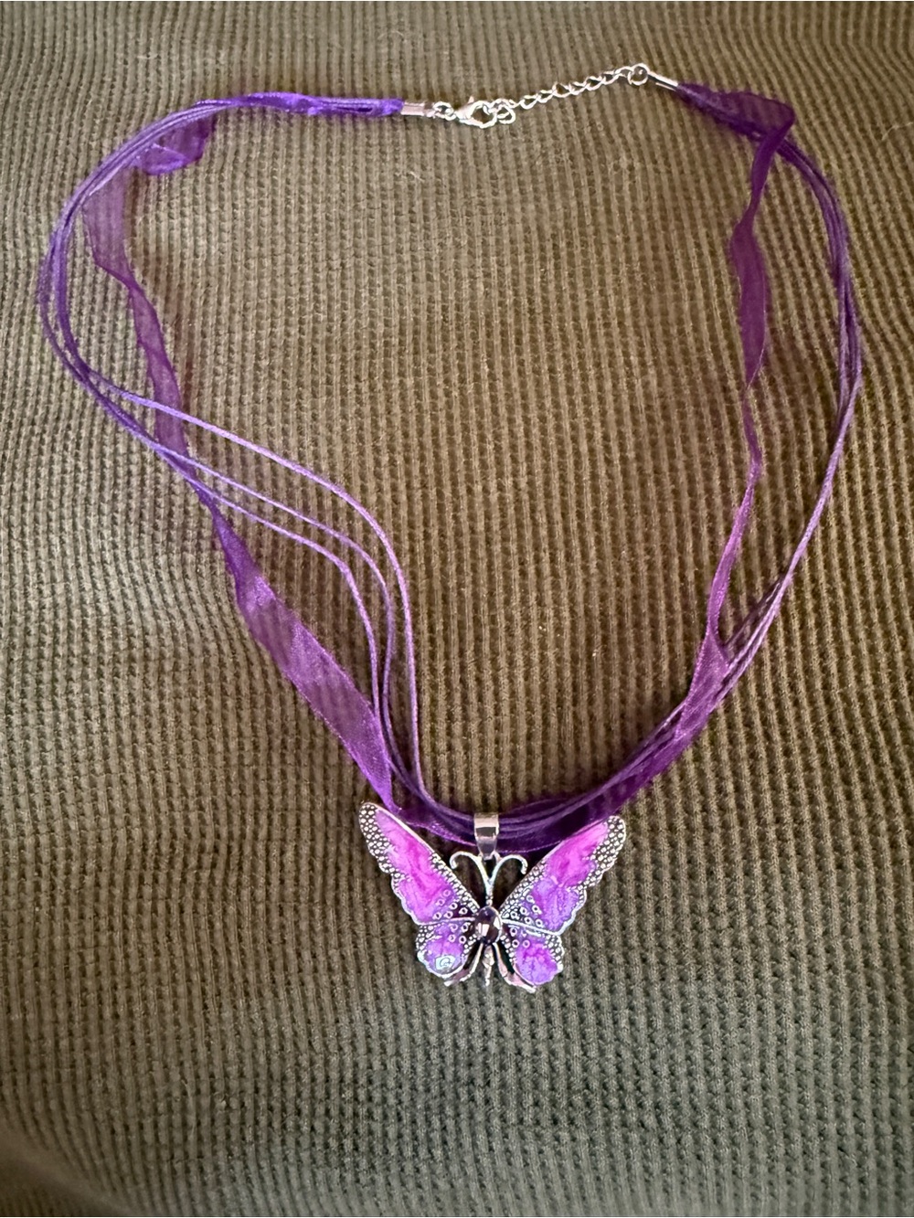 Purple Butterfly Pendant Necklace - Women Jewelry